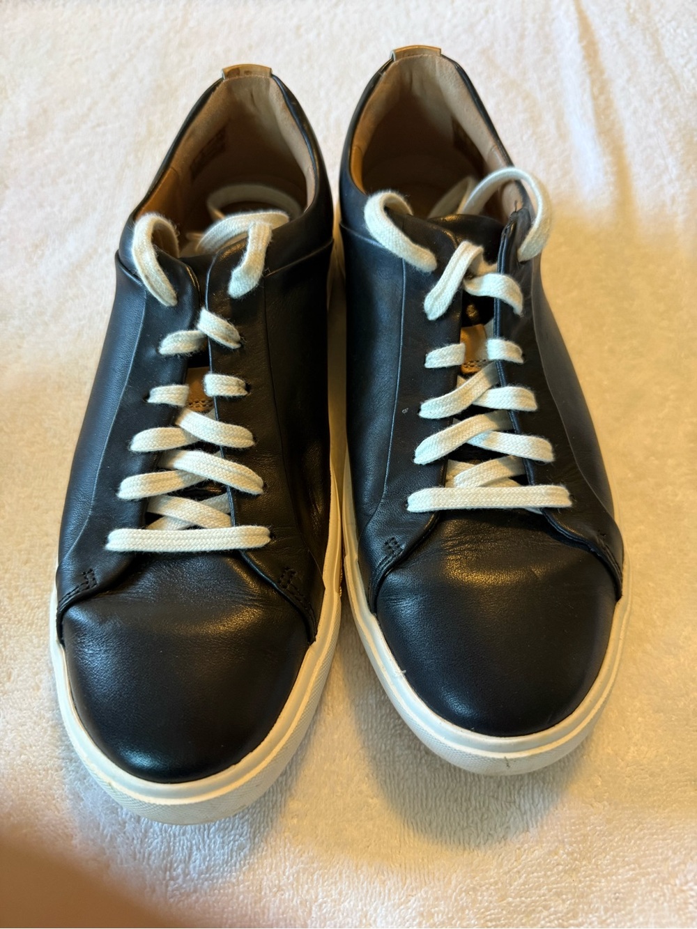 Clarks Black Leather Low-Top Sneakers with White Soles